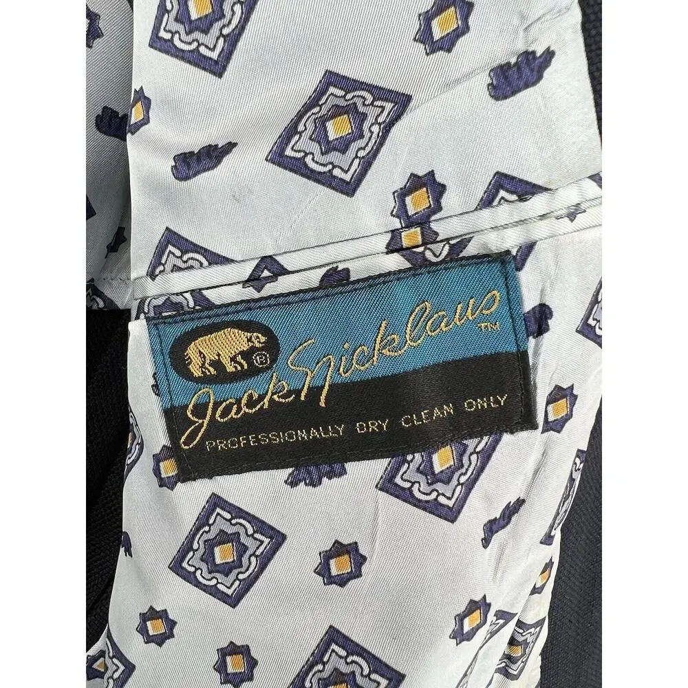 Hart Schaffner Marx‎ Blazer 40R Jack Nicklaus Sports Coat Blue Knit Emblem READ